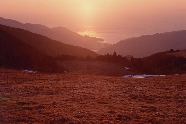 西天城高原からの夕陽